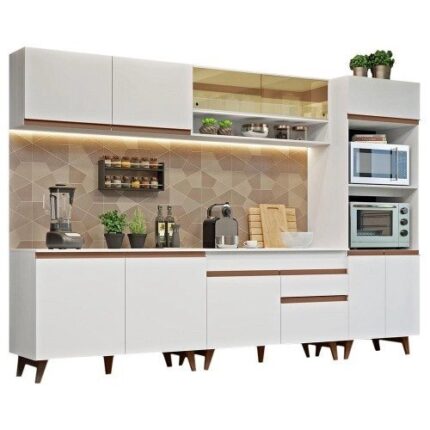 Cozinha Completa Madesa Reims 310002 com Armário e Balcão – Branco