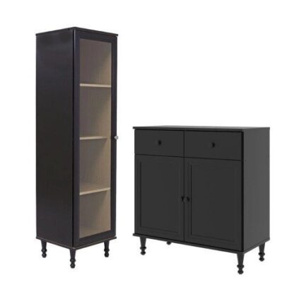 Cristaleira + Aparador Buffet Ditália E-963-r-629 Cor preto Preto