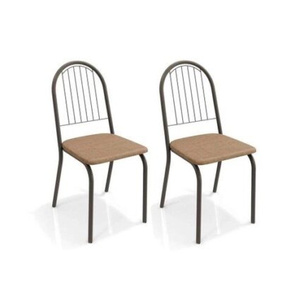 Kit 2 Cadeiras Sala Jantar Noruega 2C077PRF 2 Un Preto FoscoLinho Capuccino – Kappesberg