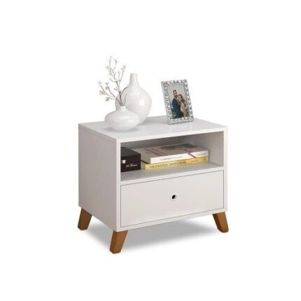 Mesa de cabeceira retro branco brunei