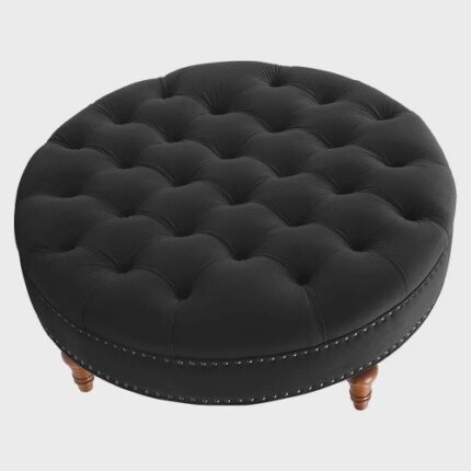 Puff Amara 60 cm Suede Preto slk Decor