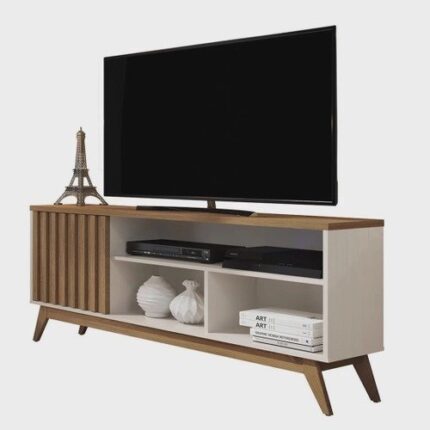 Rack Para TV até 55 Polegadas Retrô Ripado Malbec Wood Giga Móveis