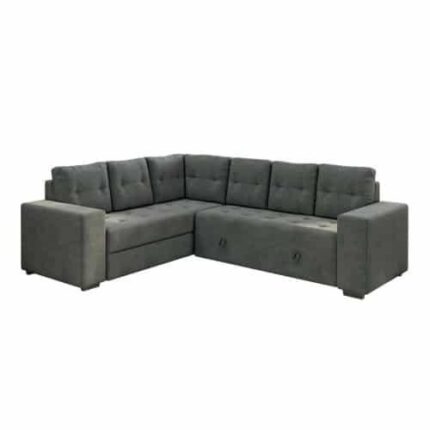 Sofá de Canto 5 Lugares com Retrátil Emirates Suede Cinza