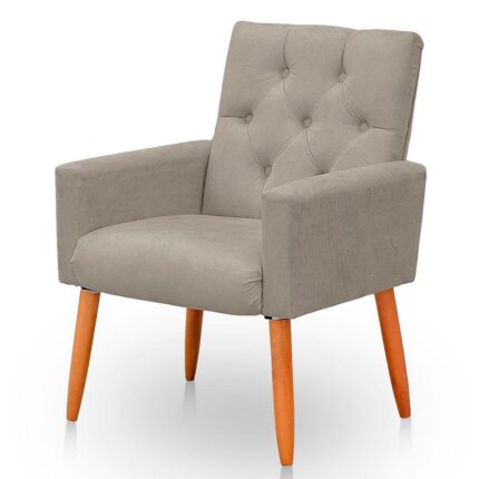 Poltrona Para Sala Reforçada Confortável íris Suede Cor Bege